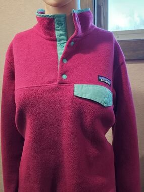 Patagonia Synchilla Snap-T Pullover Red/Pink/Teal Fleece Women’s Medium Classic